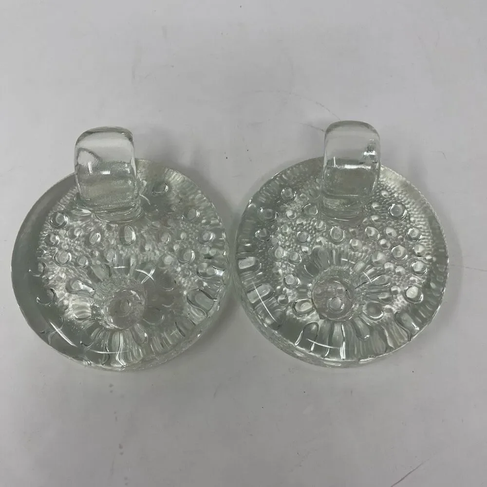 2) VTG Svend Jensen Danish Bubble Glass Votive Candle Holders